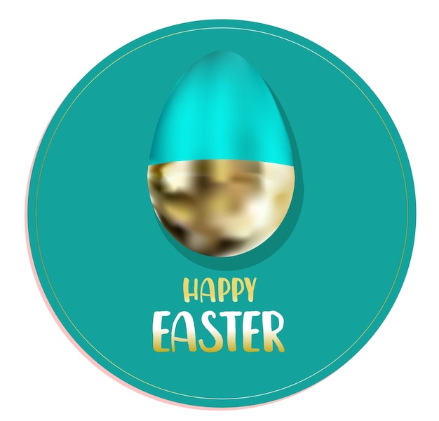 Easter stickers happy easter Golden egg Postcard poster or banner waiting for the spring