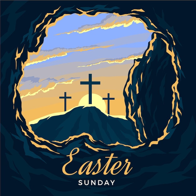 Vector easter sunday illustration with crosses