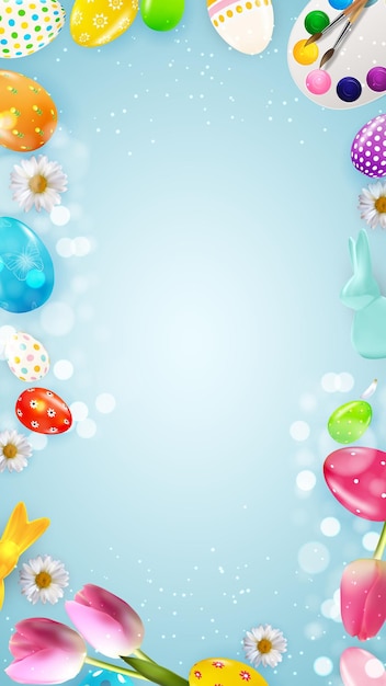 Easter template with 3d realistic eggs paint.