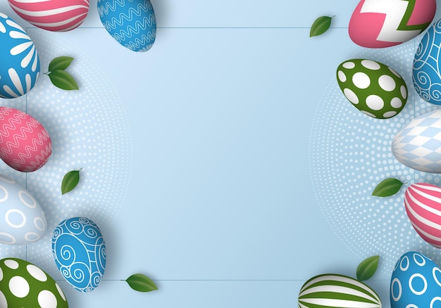 Easter template with colorful eggs