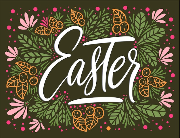 Vector easter vector lettering card