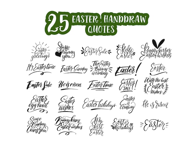 Easter vector lettering set