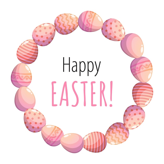 Vector easter wreath with eggs vector greeting card with textbox