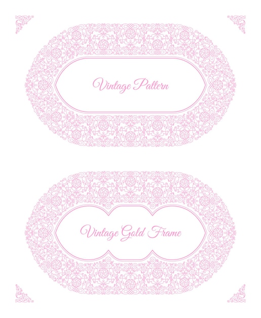 Eastern pink frame arabic vector lines design templates Muslim Eastern floral frame for card