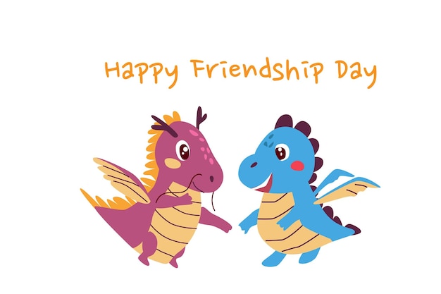 Eastern and western dragons card of friendship day