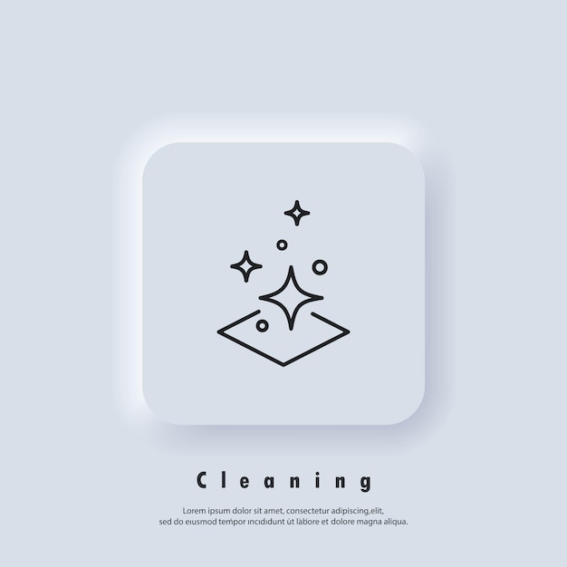 Vector easy cleaning icon. clean surface logo. cleaning logo. vector. ui icon. neumorphic ui ux white user interface web button. neumorphism