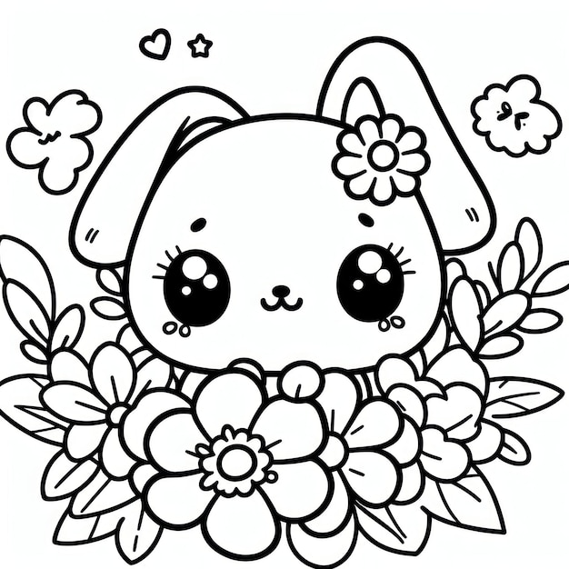 Easy Coloring Adventure Baby Bunny and Flower Bliss
