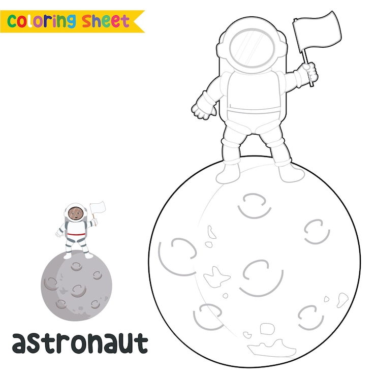 Vector easy coloring worksheet for children. kids dream job. preschool activity sheet. vector file.