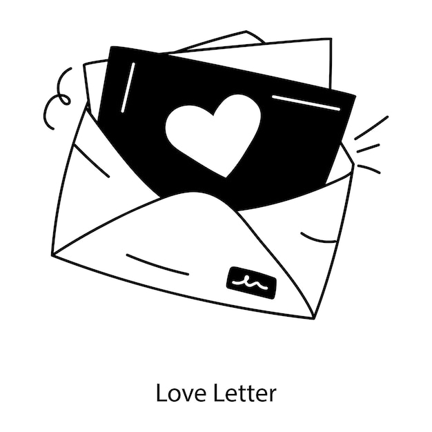 An easy to edit doodle icon of love letter