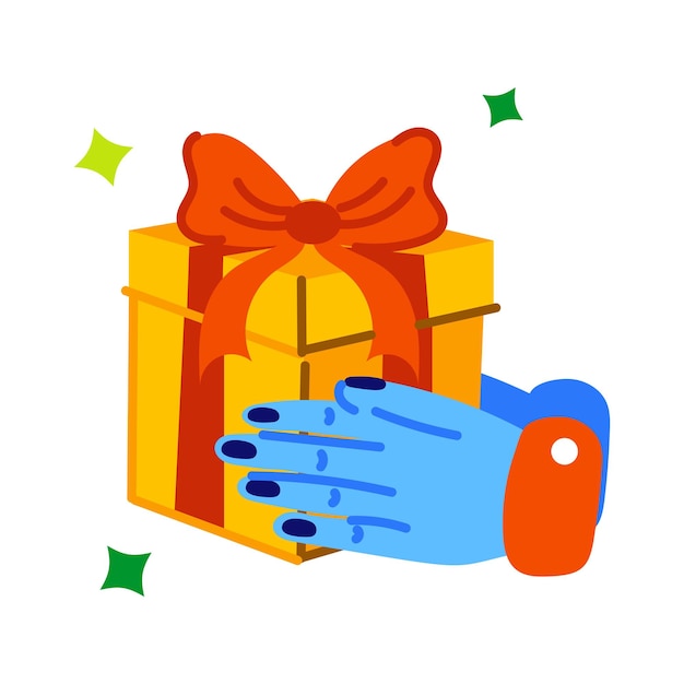 Vector easy to edit flat sticker of giving gift