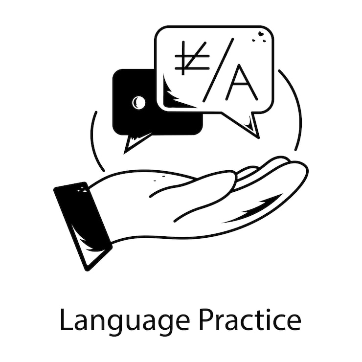Vector easy to edit hand drawn icon of language practice