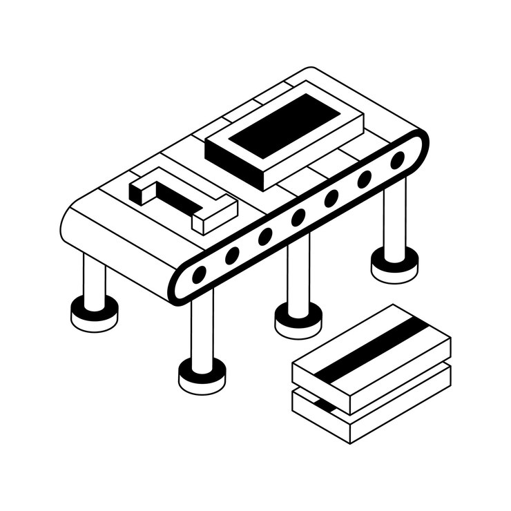 Vector easy to edit isometric icon showing conveyor belt