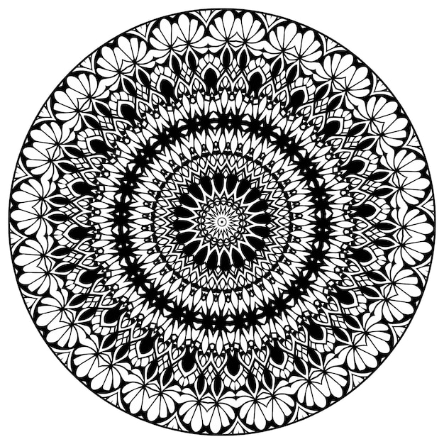 Easy mandala, simple mandalas flowers coloring page on white background.  abstract mandala