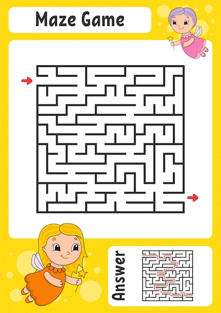 Easy maze worksheet with fairies