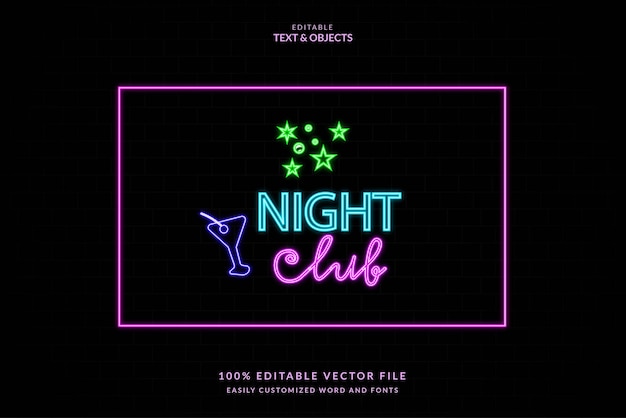 Vector easy neon light glow effect work with shape and text