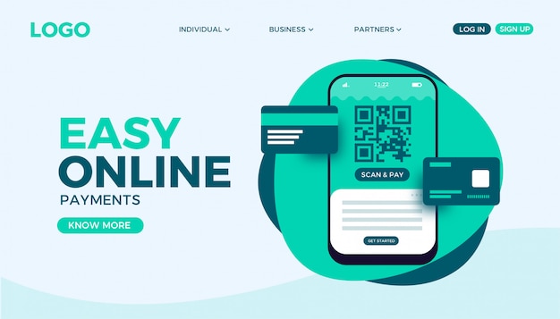 Easy online payments website landing page template