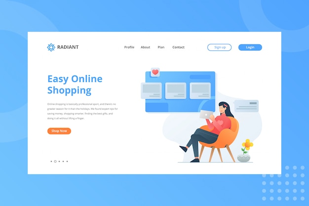 Vector easy online shopping illustration for e-commerce concept on landing page