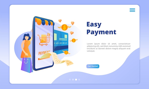 Vector easy payment landing page template