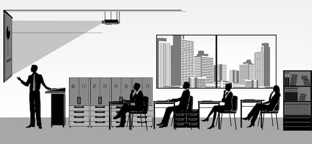 Вектор Легко редактировать векторную иллюстрацию бизнесмена, выступающего с презентацией