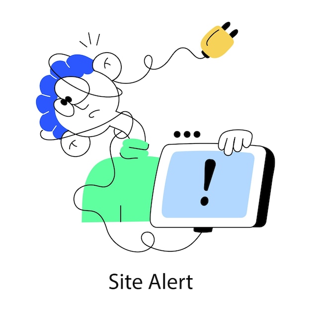 Easy to use doodle mini illustration of site alert