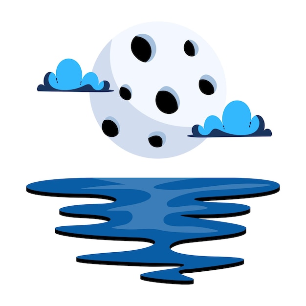 Easy to use flat icon of cloudy night