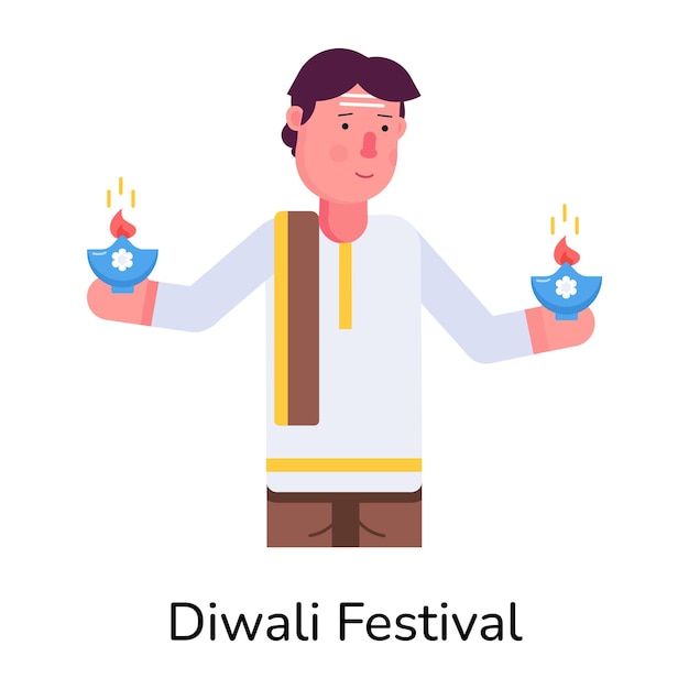 Facile da usare icona piatta del festival di diwali