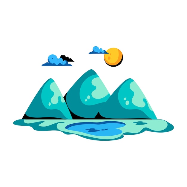 Easy to use flat icon of mountains view