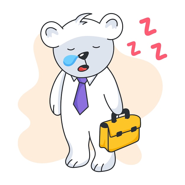 眠いクマさんの使いやすいフラットスタンプです。