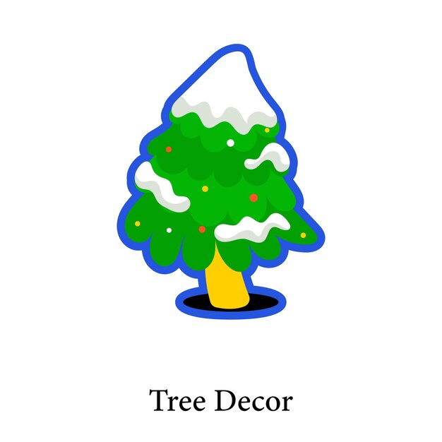 Vector easy to use flat sticker of tree decor