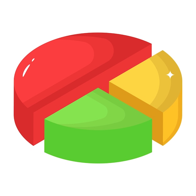 An easy to use isometric icon of pie chart