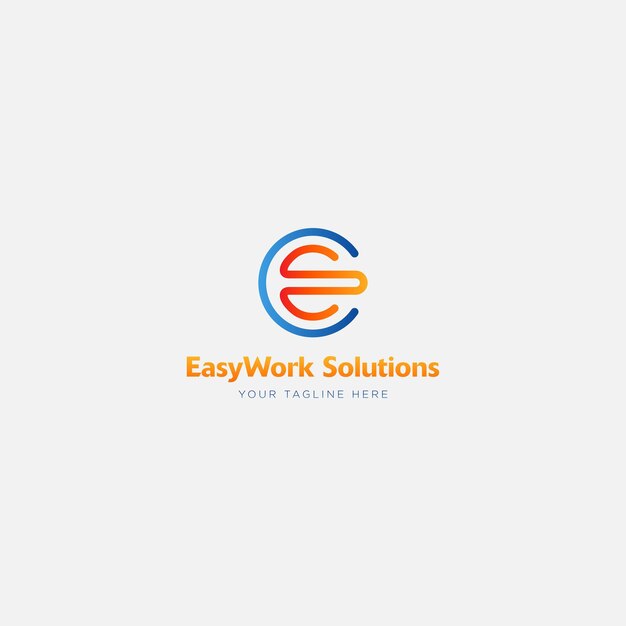 文字EとWのモダンなロゴが付いたEasyWorkロゴ