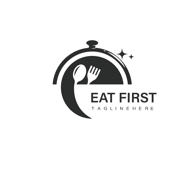 Mangiare o mangiare logo con il concept design di formare la lettera e vettore