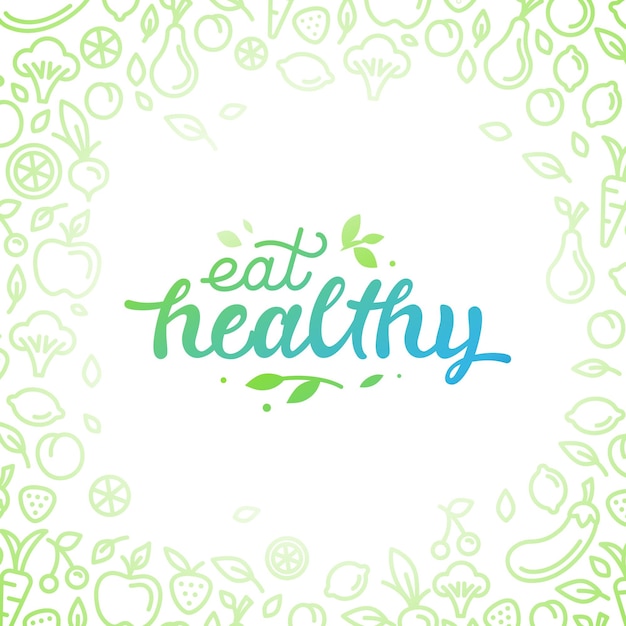 Vector eat healthy motivational poster or banner