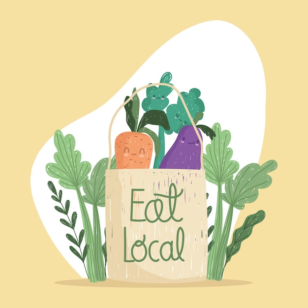 Vector eat local bag with food