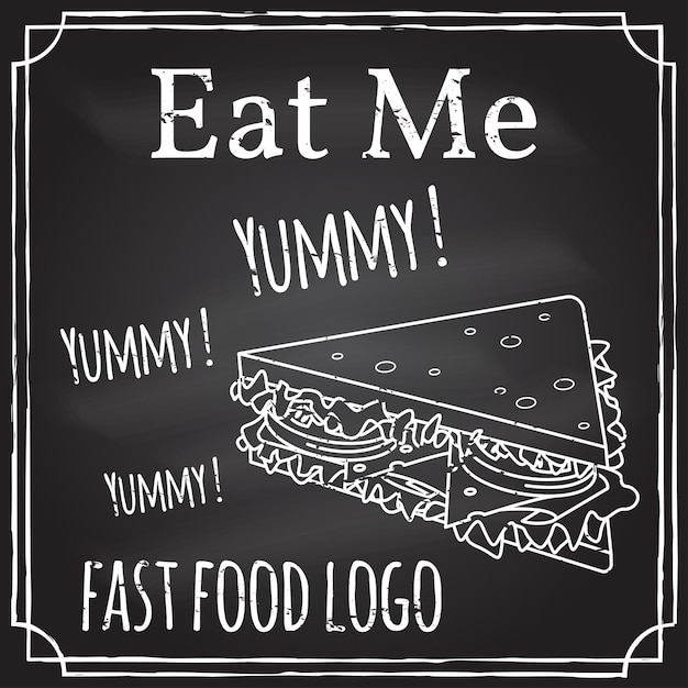 Vector eat me elements on the theme of the restaurant business chalk drawing on a blackboard vector