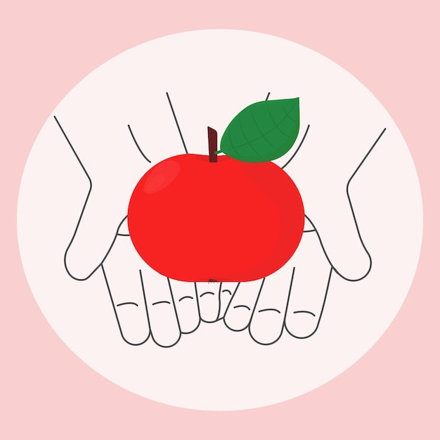 Eat a red apple a day Apple in hand banner