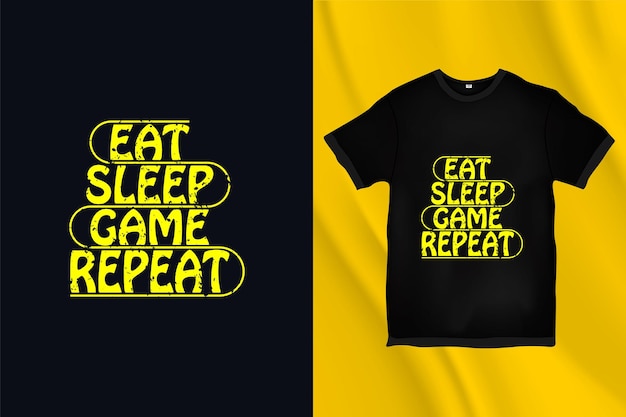 スリープゲームリピートtシャツデザインを食べる