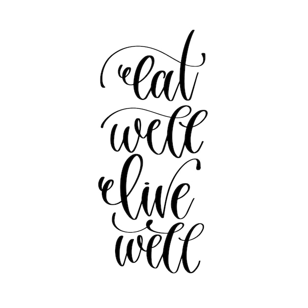 Eat well live well hand lettering inscription text