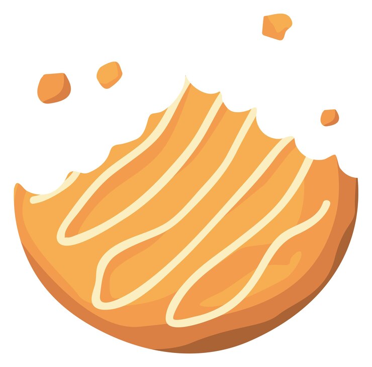 Vector eaten cookie with crumbs crunchy sweet biscuit icon