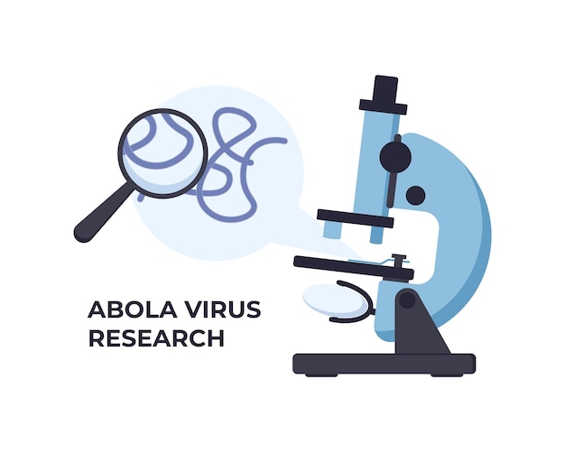 Ebola virus and microscope. Microbiology concept.