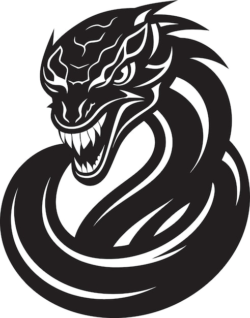 Ebony coil serpent vector illustrationenigmatic mamba noir snake style