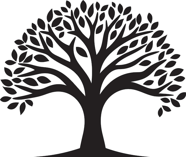 Ebony Echo Detailed Vector Illustration of Black TreesNocturnal Nexus Striking Black Vector Tree Sil