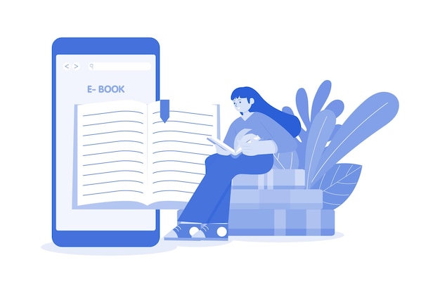 EBook App Illustration concept on a white background