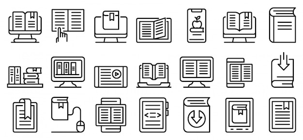 Ebook iconen set, overzicht stijl