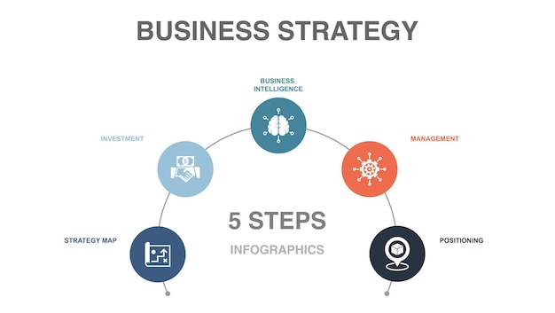 Ebusiness 전자 상거래 웹 개발 데이터 센터 디지털 마케팅 아이콘 Infographic 디자인 템플릿 Creative concept with 5 steps