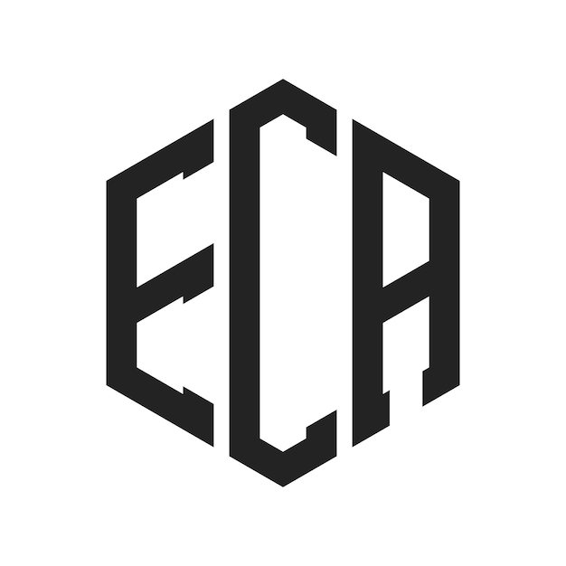 ECAのロゴデザイン イニシャル・レター ECAのモノグラム 六角形の形を用いたロゴ
