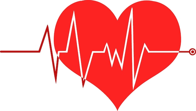 Ecg graph on red heart