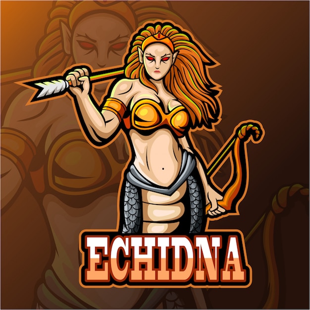 Echidna mascot esport logo design.