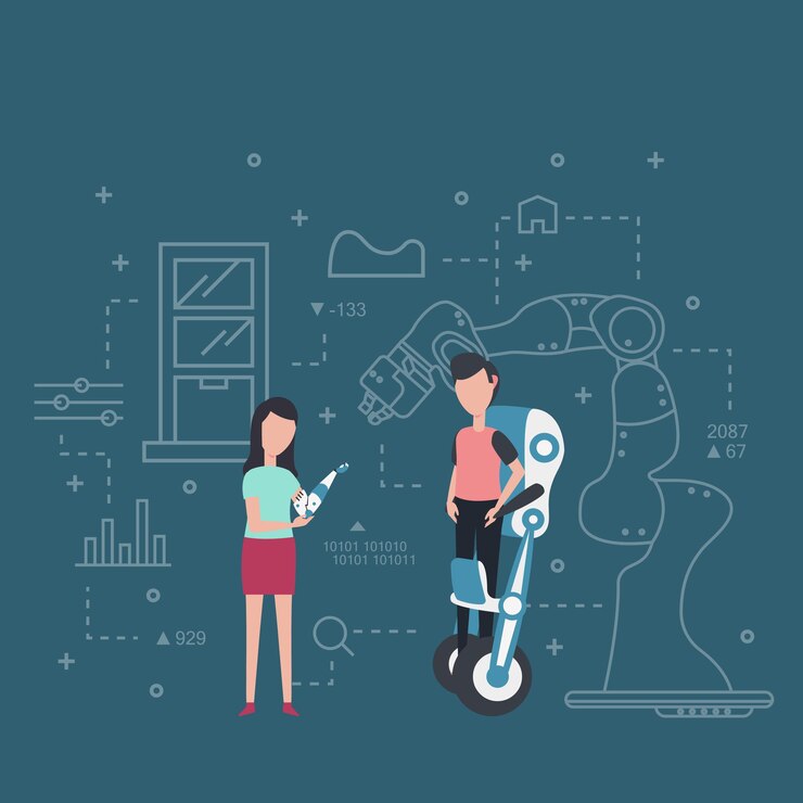 Vector echnology background design with people