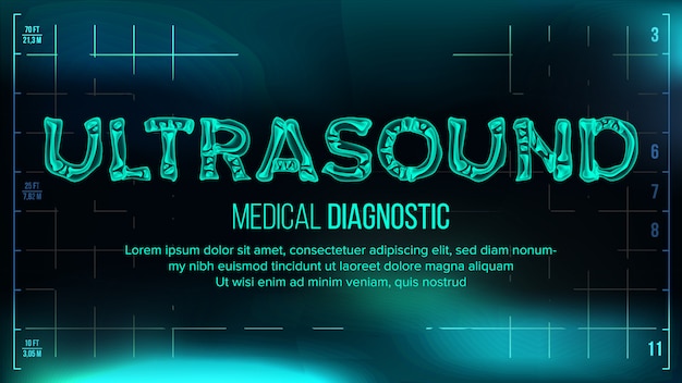 Echografie banner vector. medische achtergrond. transparante röntgen x-ray-tekst met botten. radiologie 3d-scan. medische gezondheidstypografie. futuristische illustratie